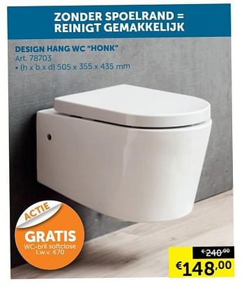 Promotions Toiletten design hang wc honk - Grohe - Valide de 20/08/2019 à 23/09/2019 chez Zelfbouwmarkt