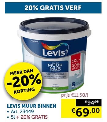 Promotions Levis muur binnen - Levis - Valide de 20/08/2019 à 23/09/2019 chez Zelfbouwmarkt