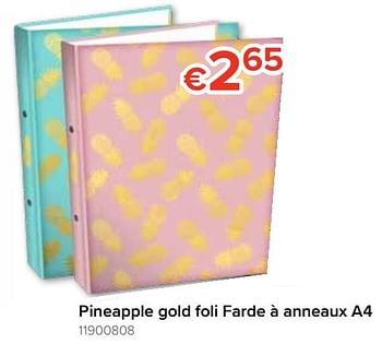 Promotions Pineapple gold foli farde à anneaux a4 - Produit Maison - Euroshop - Valide de 12/08/2019 à 09/09/2019 chez Euro Shop