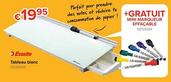 Promotions Tableau blanc +gratuit mini marqueur effaçable - Esselte - Valide de 12/08/2019 à 09/09/2019 chez Euro Shop