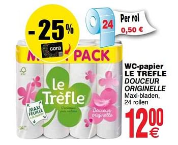 Promoties Wc-papier le trèfle douceur originelle - Le Trèfle - Geldig van 13/08/2019 tot 19/08/2019 bij Cora