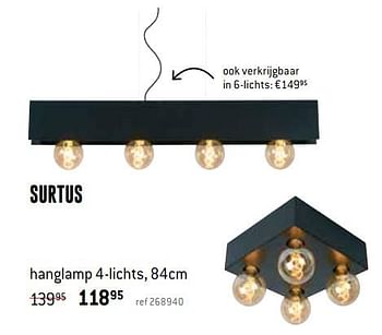 Promoties Surtus hanglamp 4-lichts - Huismerk - Free Time - Geldig van 08/08/2019 tot 08/09/2019 bij Freetime