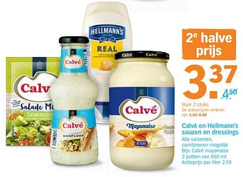 Promoties Calvé en hellmann`s sauzen en dressings calvé mayonaise - Calve - Geldig van 12/08/2019 tot 18/08/2019 bij Albert Heijn