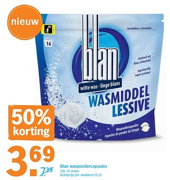 Promoties Blan waspoedercapsules - Blan - Geldig van 12/08/2019 tot 18/08/2019 bij Albert Heijn