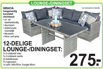 Promotions Lounge--diningset gracia 12-delige lounge--diningset - Produit Maison - Van Cranenbroek - Valide de 12/08/2019 à 31/08/2019 chez Van Cranenbroek