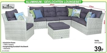 Promoties Aluminium - gevlochten loungeset tafel - Bois le Duc - Geldig van 12/08/2019 tot 31/08/2019 bij Van Cranenbroek