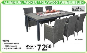 Promotions Aluminium - wicker - polywood tuinmeubelen tafel - Bois le Duc - Valide de 12/08/2019 à 31/08/2019 chez Van Cranenbroek