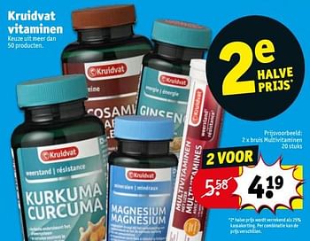 Promoties Kruidvat vitaminen bruis multivitaminen - Huismerk - Kruidvat - Geldig van 13/08/2019 tot 18/08/2019 bij Kruidvat