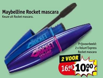 Promoties Maybelline rocket mascara volum`express rocket mascara - Maybelline - Geldig van 13/08/2019 tot 18/08/2019 bij Kruidvat