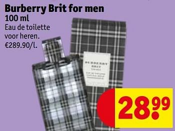 Promoties Burberry brit for men - Burberry Brit - Geldig van 13/08/2019 tot 18/08/2019 bij Kruidvat
