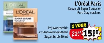 Promoties L`oréal paris anti-vermoeidheid sugar scrub - L'Oreal Paris - Geldig van 13/08/2019 tot 18/08/2019 bij Kruidvat