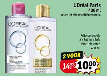 Promoties L`oréal paris sublime soft micellair water - L'Oreal Paris - Geldig van 13/08/2019 tot 18/08/2019 bij Kruidvat