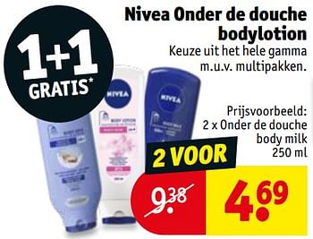 Promoties Nivea onder de douche body milk - Nivea - Geldig van 13/08/2019 tot 18/08/2019 bij Kruidvat