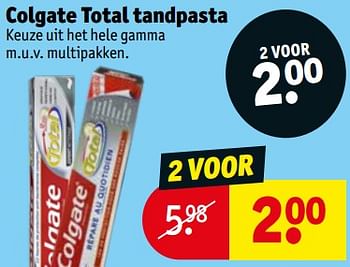 Promoties Colgate total tandpasta - Colgate - Geldig van 13/08/2019 tot 18/08/2019 bij Kruidvat