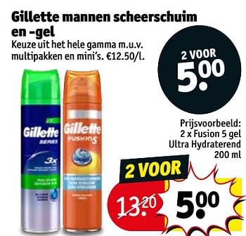 Promoties Gillette mannen scheerschuim en -gel fusion 5 gel ultra hydraterend - Gillette - Geldig van 13/08/2019 tot 18/08/2019 bij Kruidvat