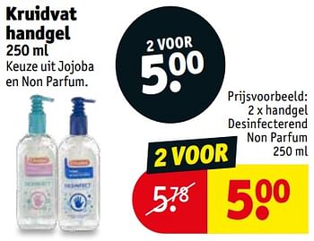 Promoties Kruidvat handgel handgel desinfecterend non parfum - Huismerk - Kruidvat - Geldig van 13/08/2019 tot 18/08/2019 bij Kruidvat