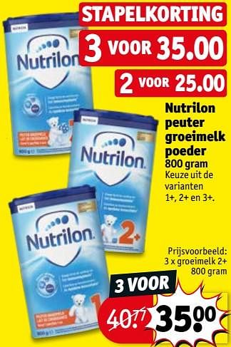 Promoties Nutrilon peuter groeimelk poeder groeimelk 2+ - Nutrilon - Geldig van 13/08/2019 tot 18/08/2019 bij Kruidvat