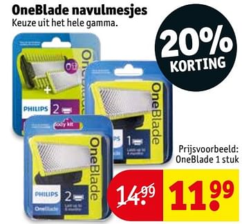 Promoties Oneblade navulmesjes oneblade - Philips - Geldig van 13/08/2019 tot 18/08/2019 bij Kruidvat