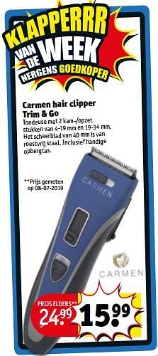 Promotions Carmen hair clipper trim + go - Carmen - Valide de 13/08/2019 à 18/08/2019 chez Kruidvat