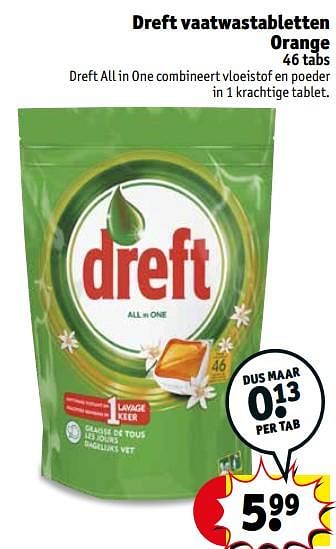 Promoties Dreft vaatwastabletten orange - Dreft - Geldig van 13/08/2019 tot 18/08/2019 bij Kruidvat