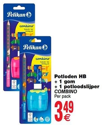 Promoties Potloden hb + 1 gom + 1 potloodslijper combino - Pelikan - Geldig van 13/08/2019 tot 26/08/2019 bij Cora