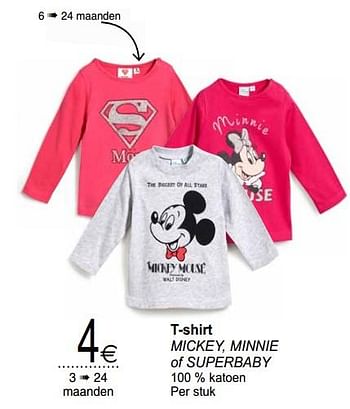 Promotions T-shirt mickey, minnie of superbaby - Produit maison - Cora - Valide de 13/08/2019 à 26/08/2019 chez Cora