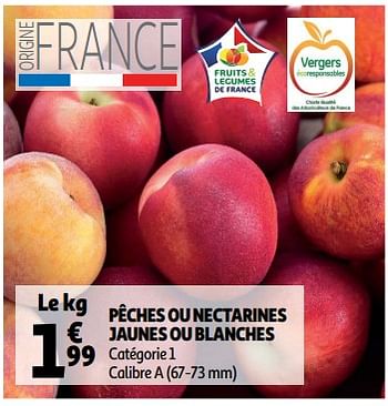 Promotions Pêches ou nectarines jaunes ou blanches - Produit Maison - Auchan Ronq - Valide de 13/08/2019 à 20/08/2019 chez Auchan Ronq