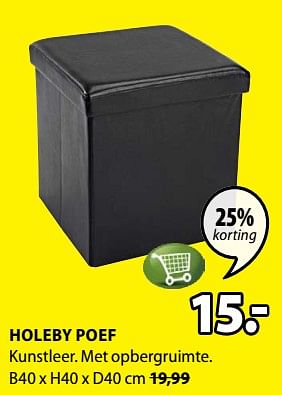 Promoties Holeby poef - Huismerk - Jysk - Geldig van 12/08/2019 tot 25/08/2019 bij Jysk