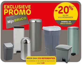Promoties -20% op alle vuilnisbakken - Huismerk - Brico - Geldig van 21/08/2019 tot 02/09/2019 bij Brico
