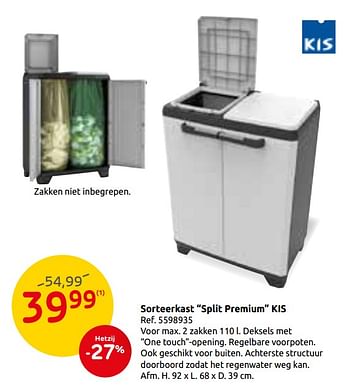 Promotions Sorteerkast split premium kis - Kis - Valide de 21/08/2019 à 02/09/2019 chez Brico