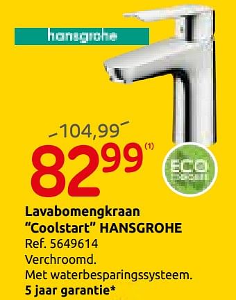 Promoties Lavabomengkraan coolstart hansgrohe - Hansgrohe - Geldig van 21/08/2019 tot 02/09/2019 bij Brico