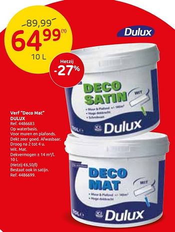 Promoties Verf deco mat dulux - Dulux - Geldig van 21/08/2019 tot 02/09/2019 bij Brico