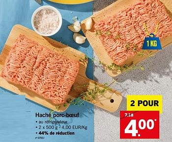Promoties Haché porc-boeuf - Huismerk - Lidl - Geldig van 19/08/2019 tot 24/08/2019 bij Lidl