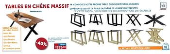 Promoties Tables en chêne massif - Huismerk - Zelfbouwmarkt - Geldig van 20/08/2019 tot 23/09/2019 bij Zelfbouwmarkt