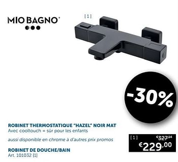 Promotions Robinet thermostatique hazel noir mat robinet de douche-bain - Mio Bagno - Valide de 20/08/2019 à 23/09/2019 chez Zelfbouwmarkt