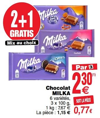 Promotions Chocolat milka - Milka - Valide de 13/08/2019 à 19/08/2019 chez Cora