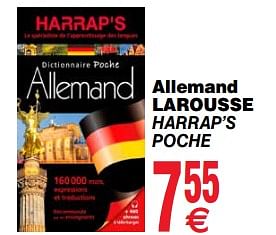 Promoties Allemand larousse harrap`s poche - Harrap's - Geldig van 13/08/2019 tot 26/08/2019 bij Cora