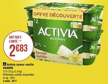 Promotions Activia saveur vanille danone - Danone - Valide de 13/08/2019 à 25/08/2019 chez Super Casino