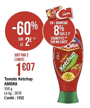 Promotions Tomato ketchup amora - Amora - Valide de 13/08/2019 à 25/08/2019 chez Super Casino