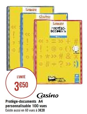Promoties Protège-documents a4 personnalisable 100 vues - Huismerk - Casino - Geldig van 13/08/2019 tot 25/08/2019 bij Super Casino
