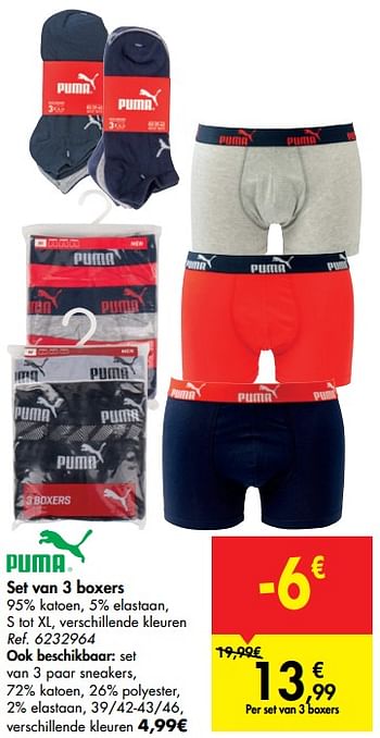 Promotions Set van 3 boxers - Puma - Valide de 07/08/2019 à 19/08/2019 chez Carrefour