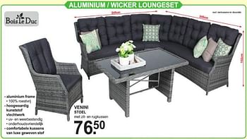Promoties Aluminium - wicker loungeset venini stoel - Bois le Duc - Geldig van 29/07/2019 tot 17/08/2019 bij Van Cranenbroek