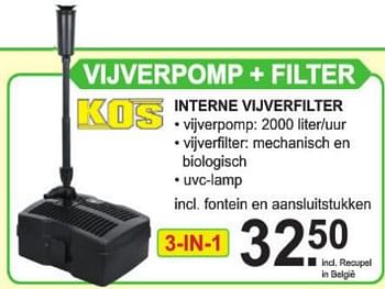 Promoties Kos vijverpomp + filter interne vijverfilter - Kos - Geldig van 29/07/2019 tot 17/08/2019 bij Van Cranenbroek