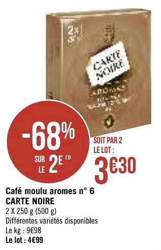 Promoties Café moulu aromes n° 6 carte noire - CarteNoire - Geldig van 13/08/2019 tot 25/08/2019 bij Géant Casino