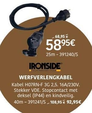 Promotions Ironside werfverlengkabel - Ironside - Valide de 11/07/2019 à 18/08/2019 chez HandyHome