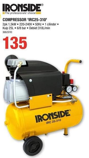 Promotions Ironside compressor irc25-310 - Ironside - Valide de 01/08/2019 à 18/08/2019 chez HandyHome