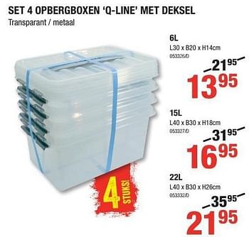 Promoties Set 4 opbergboxen q-line met deksel - Sunware - Geldig van 01/08/2019 tot 18/08/2019 bij HandyHome