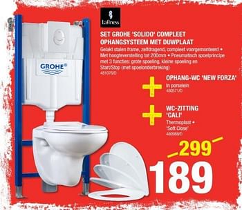 Promotions Set grohe solido compleet ophangsysteem met duwplaat +ophang-wc new forza + wc-zitting cali - Grohe - Valide de 01/08/2019 à 18/08/2019 chez HandyHome