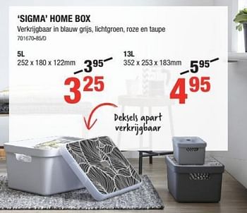 Promoties Sigma home box - Sunware - Geldig van 01/08/2019 tot 18/08/2019 bij HandyHome