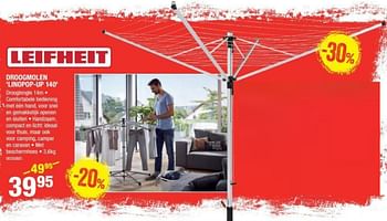 Promoties Droogmolen `linopop-up 140 - Leifheit - Geldig van 01/08/2019 tot 18/08/2019 bij HandyHome